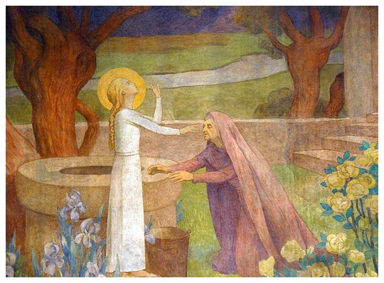Fresque à la cathédrale : Sainte Geneviève guérissant sa mère